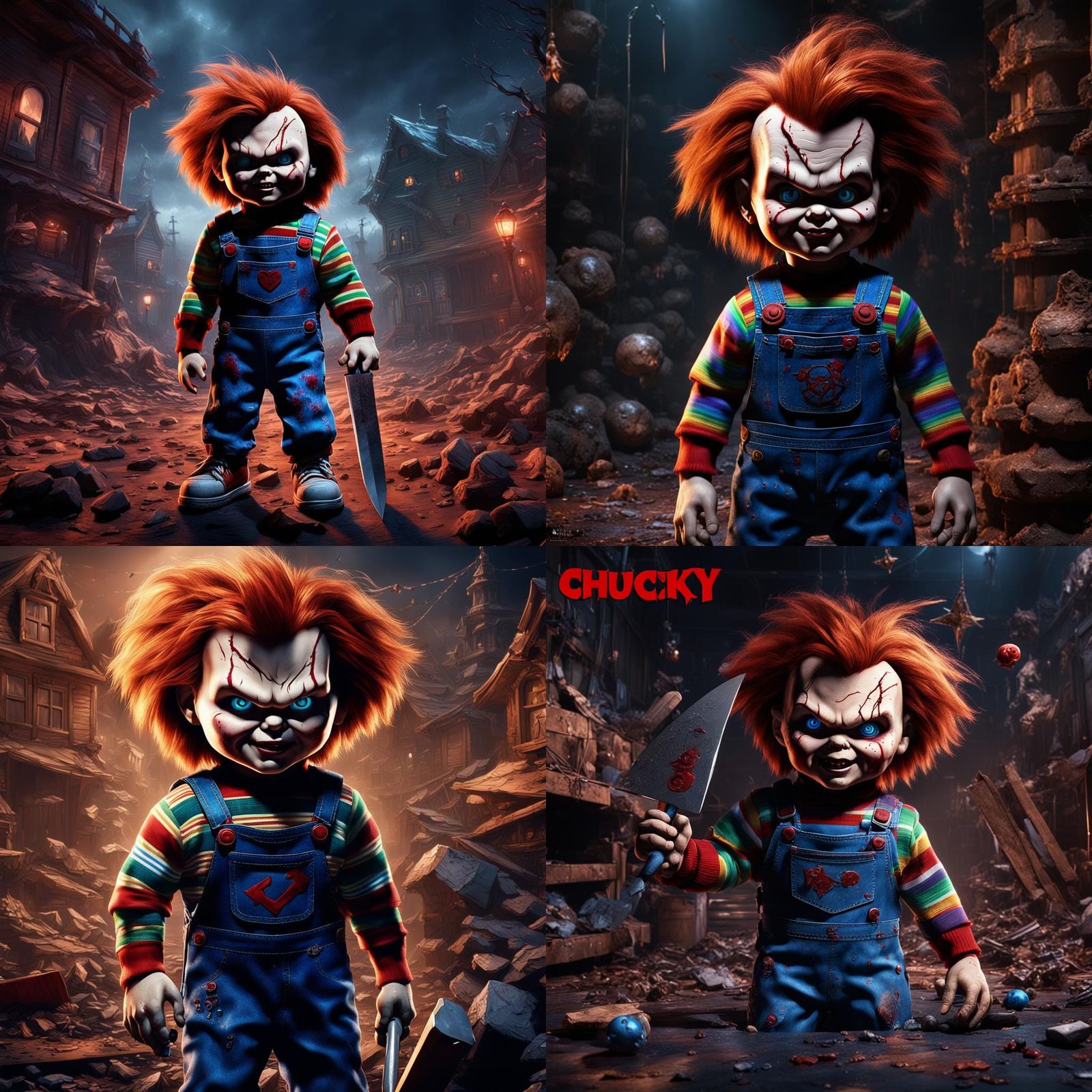 Detailed Matte Painting of Chucky in Deep Color
