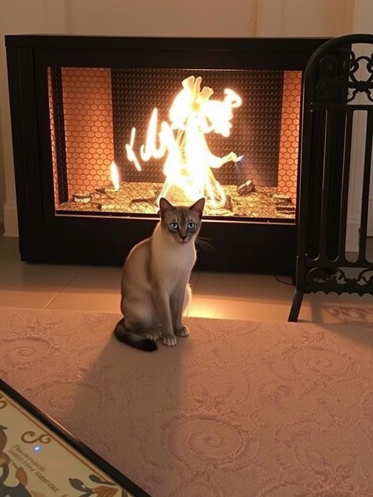 Winged Cat Soaring Above Christmas Tree, Digital Art