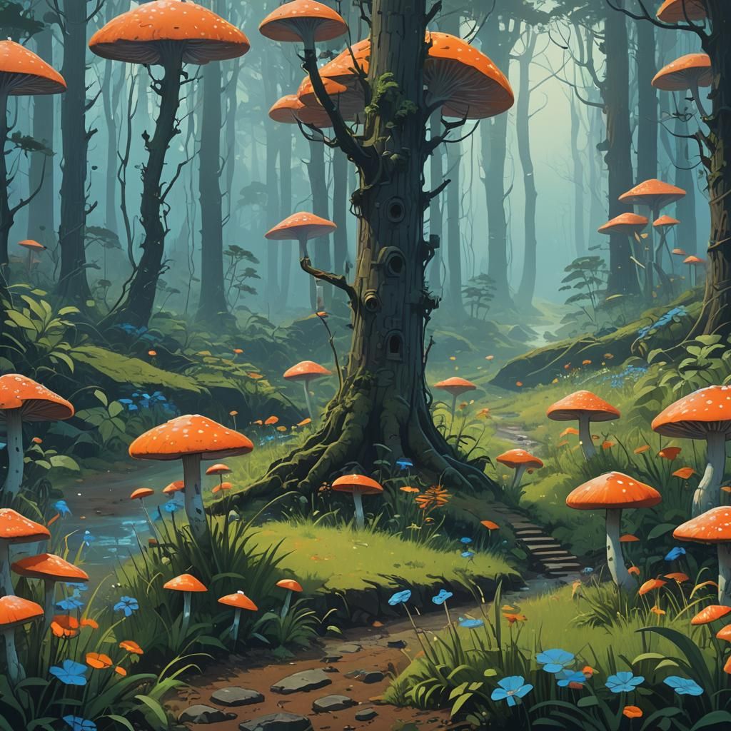 Lush Garden Paradise in Mystical Forest