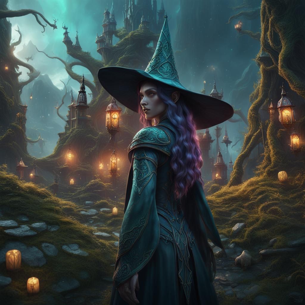 Enchanting Elven Internet Witch in Detailed Matte Painting