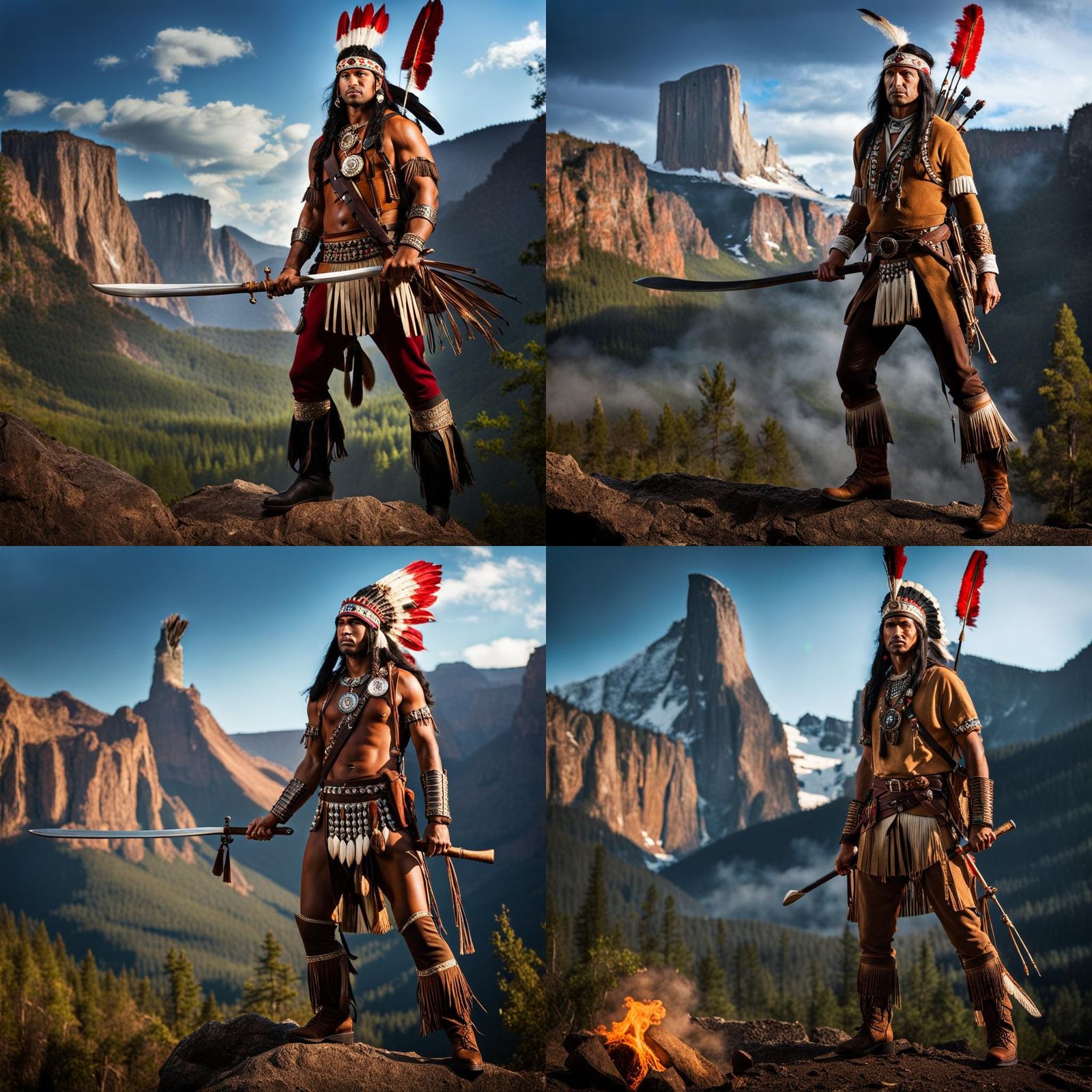 Intricate Hyperrealistic Clash: Minuteman vs Native American