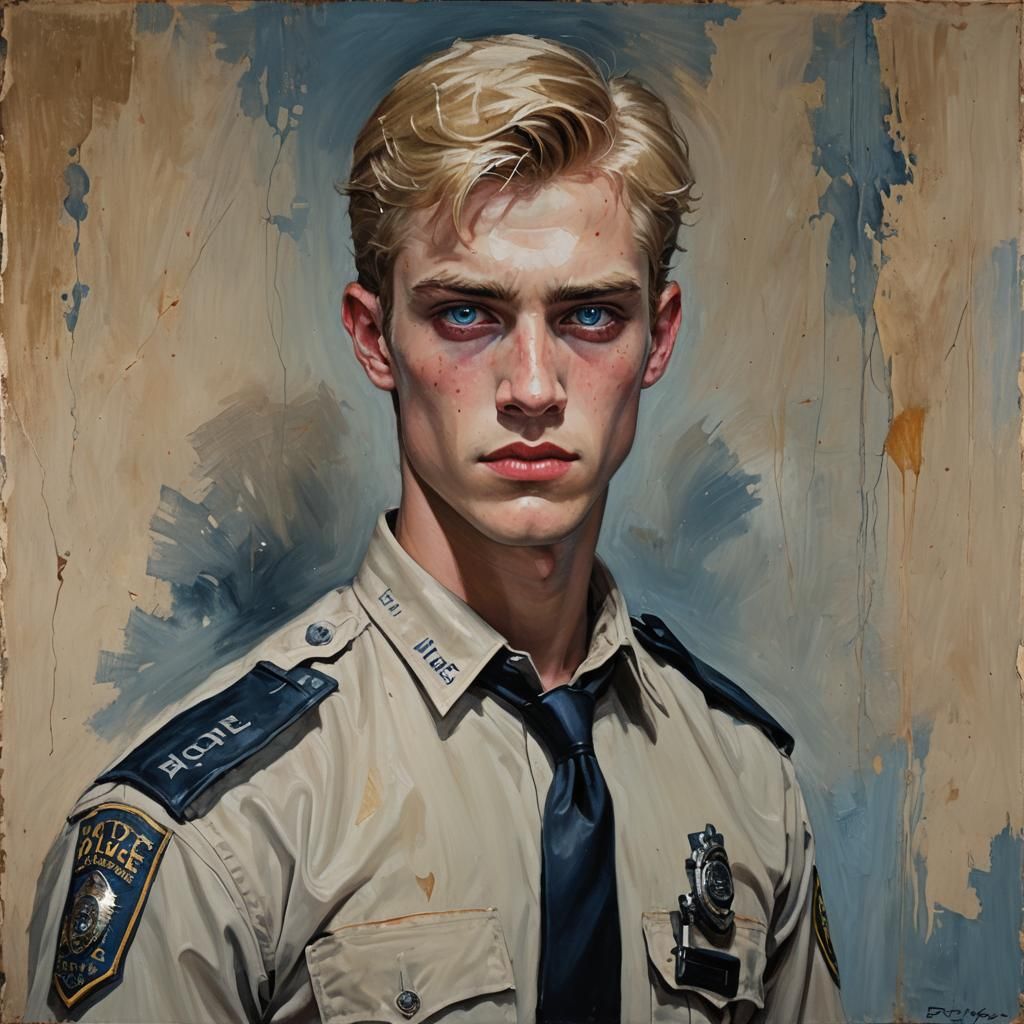 Vampire Police Officer in Oil Painting Style