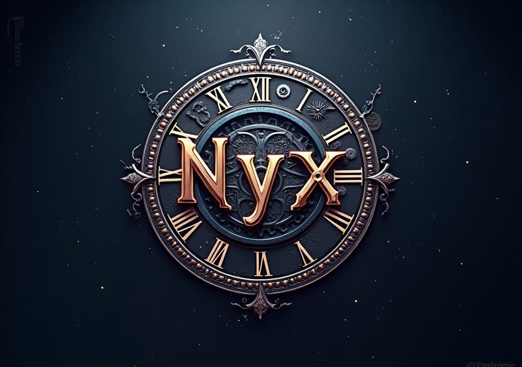 Mystical Nyx Logo Design with Clockwork Elements