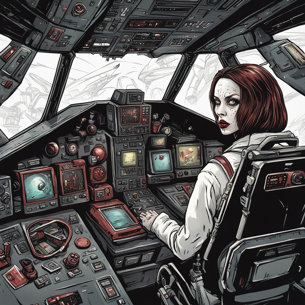 Vampire Zombie Flies Spaceship: A Surreal Scene