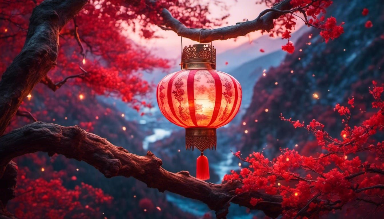 "Glowing Elegance: The Enchanting Dance of a Red and White C...