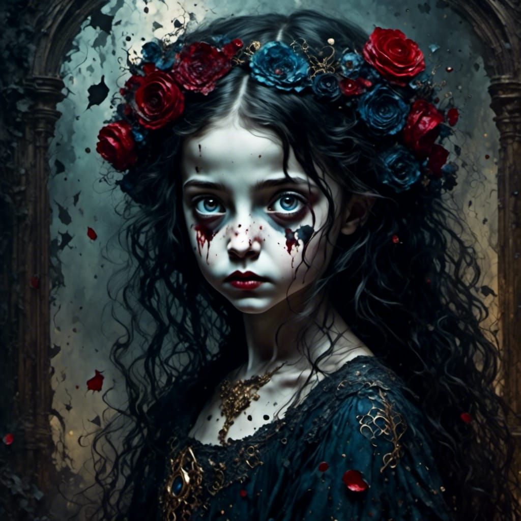 Gothic Child Vampires in Medieval Chamber