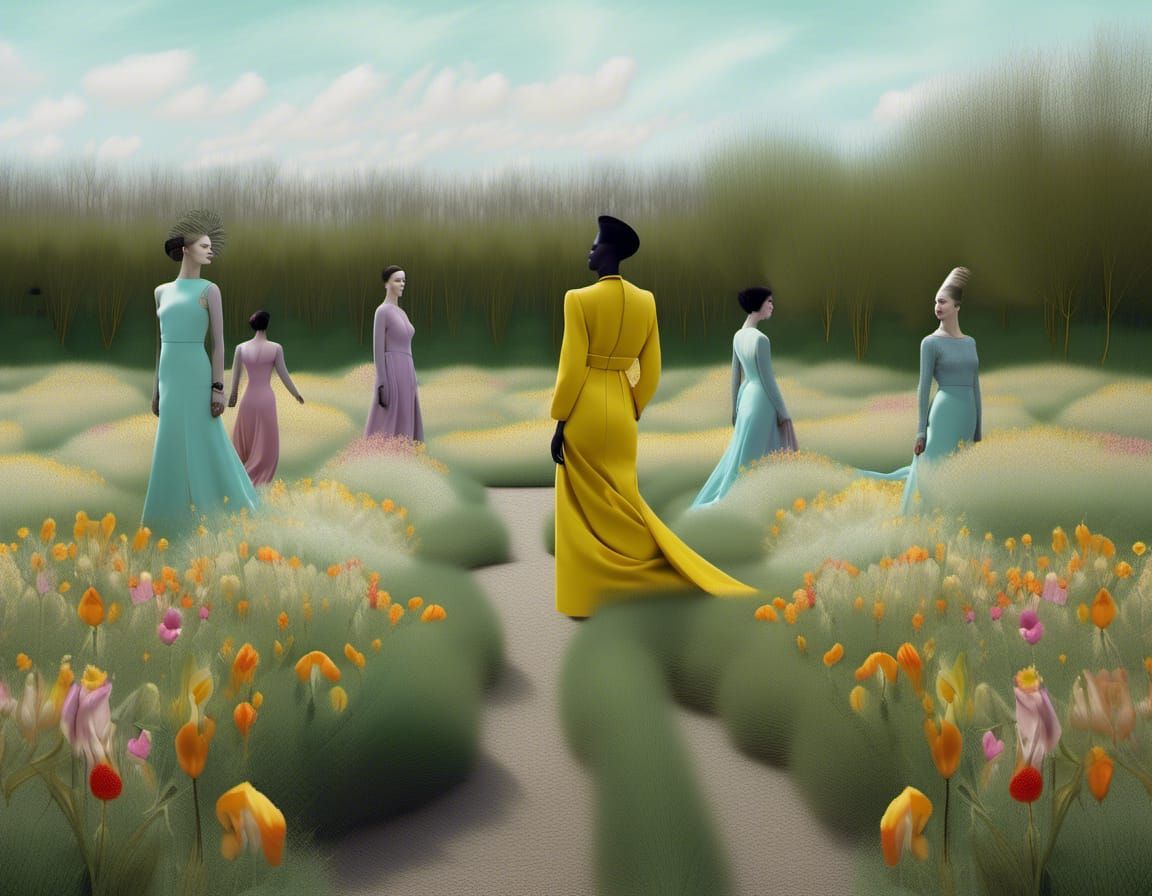 Polychromatic Garden Party in Hyperrealistic Style