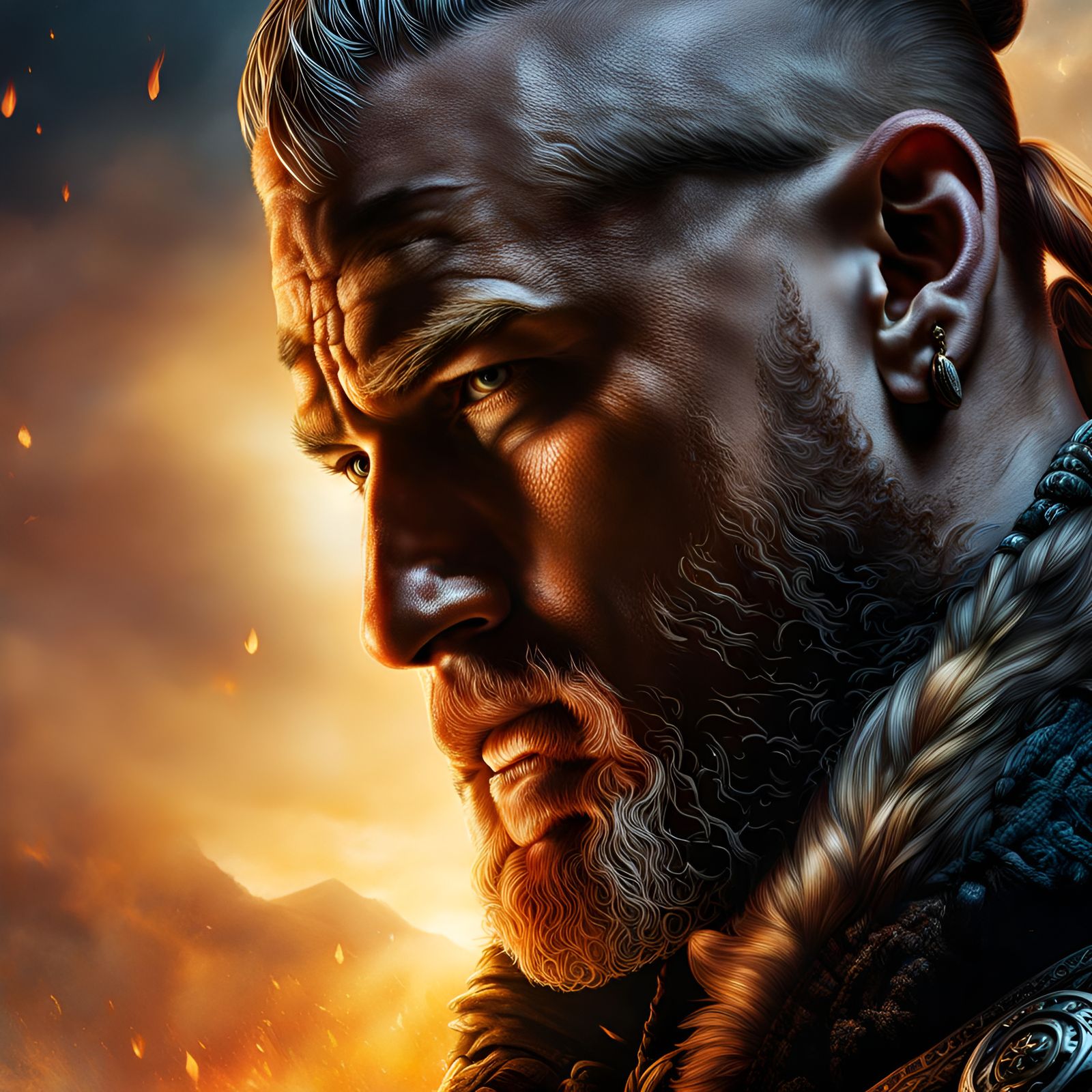 Hyperrealistic Viking Warrior Ragnar Portrait
