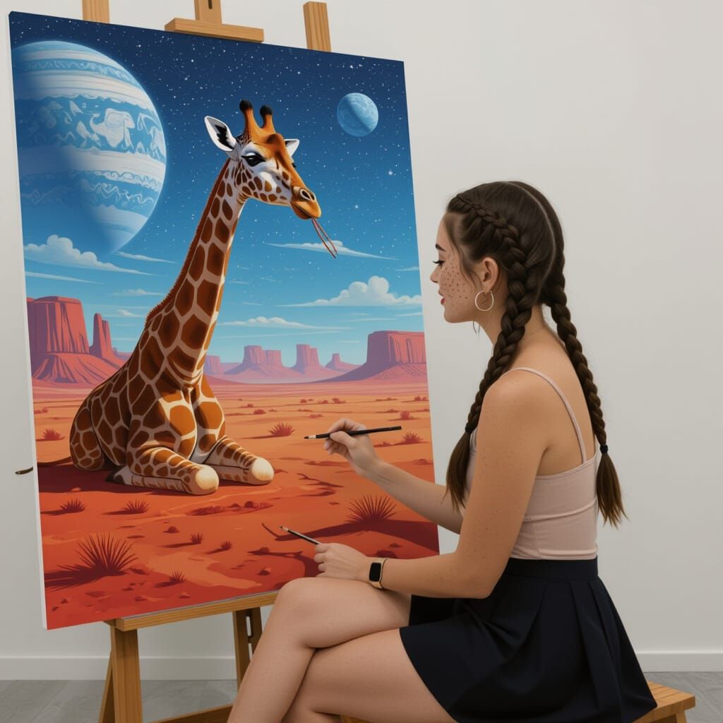 Painting a giraffe