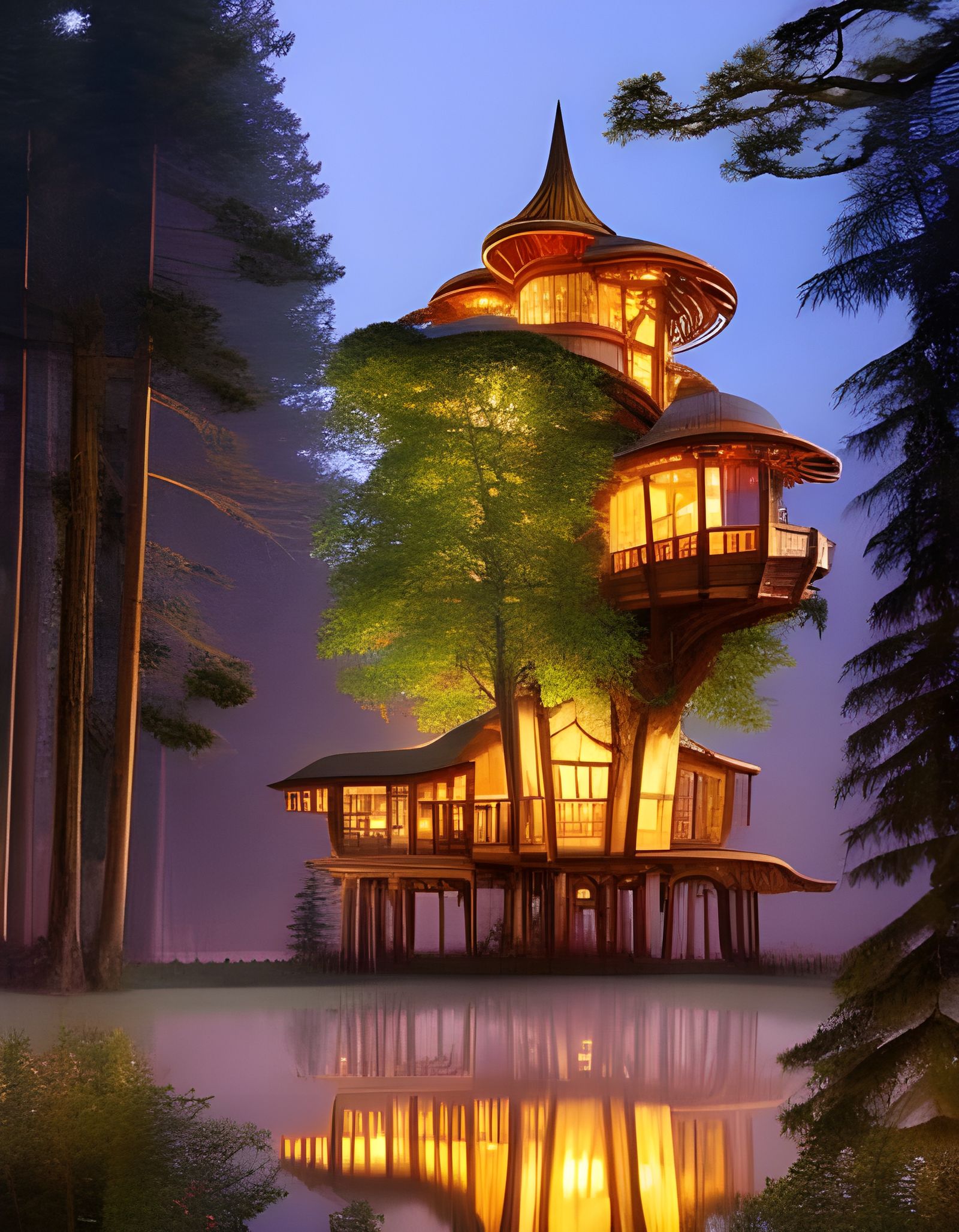 Art Nouveau Treehouse in Old-Growth Forest