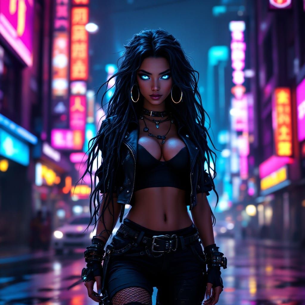 Cyberpunk Princess Reimagined in Neon-Lit Night City