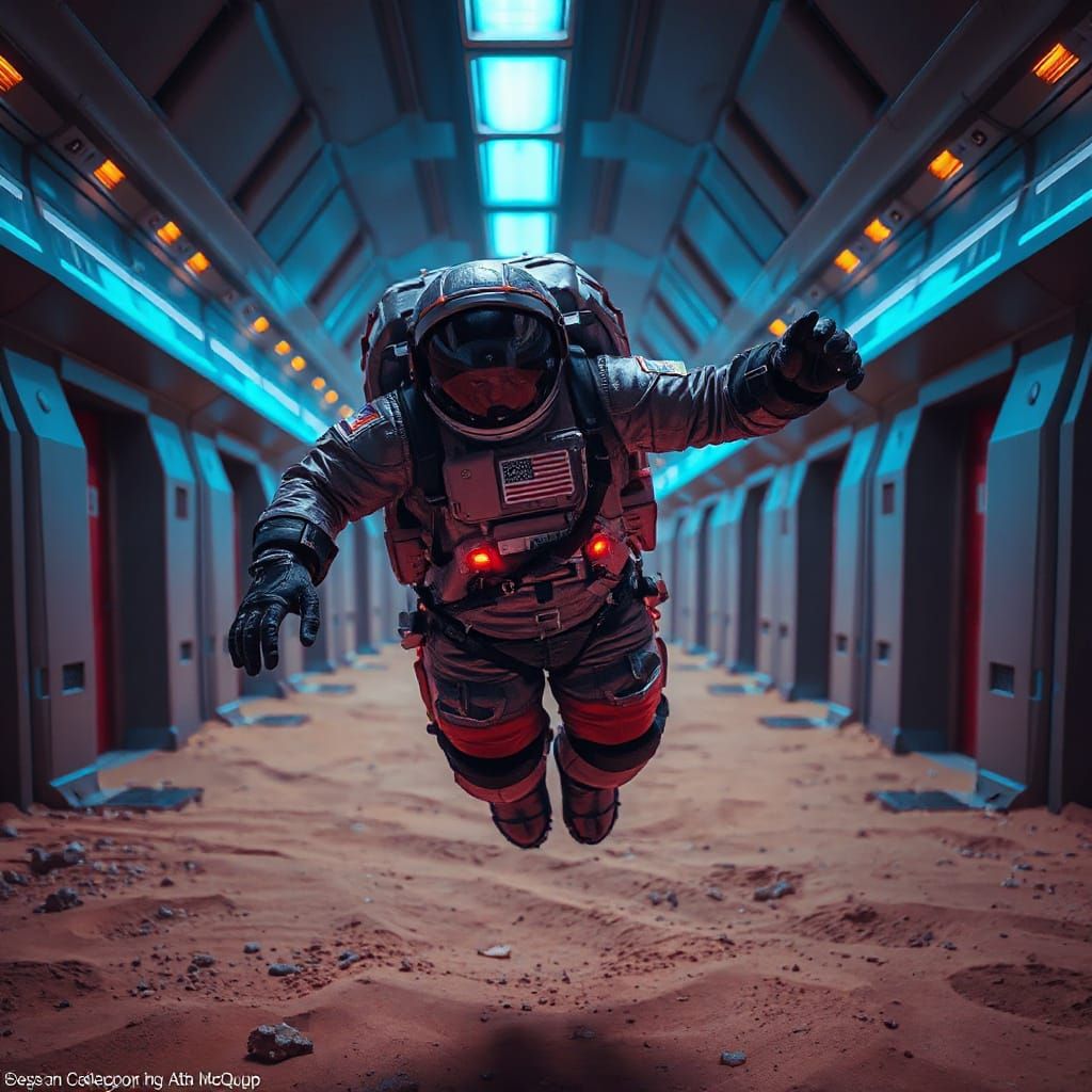 Confident Astronaut in Majestic Space Exosuit, Set Against a...