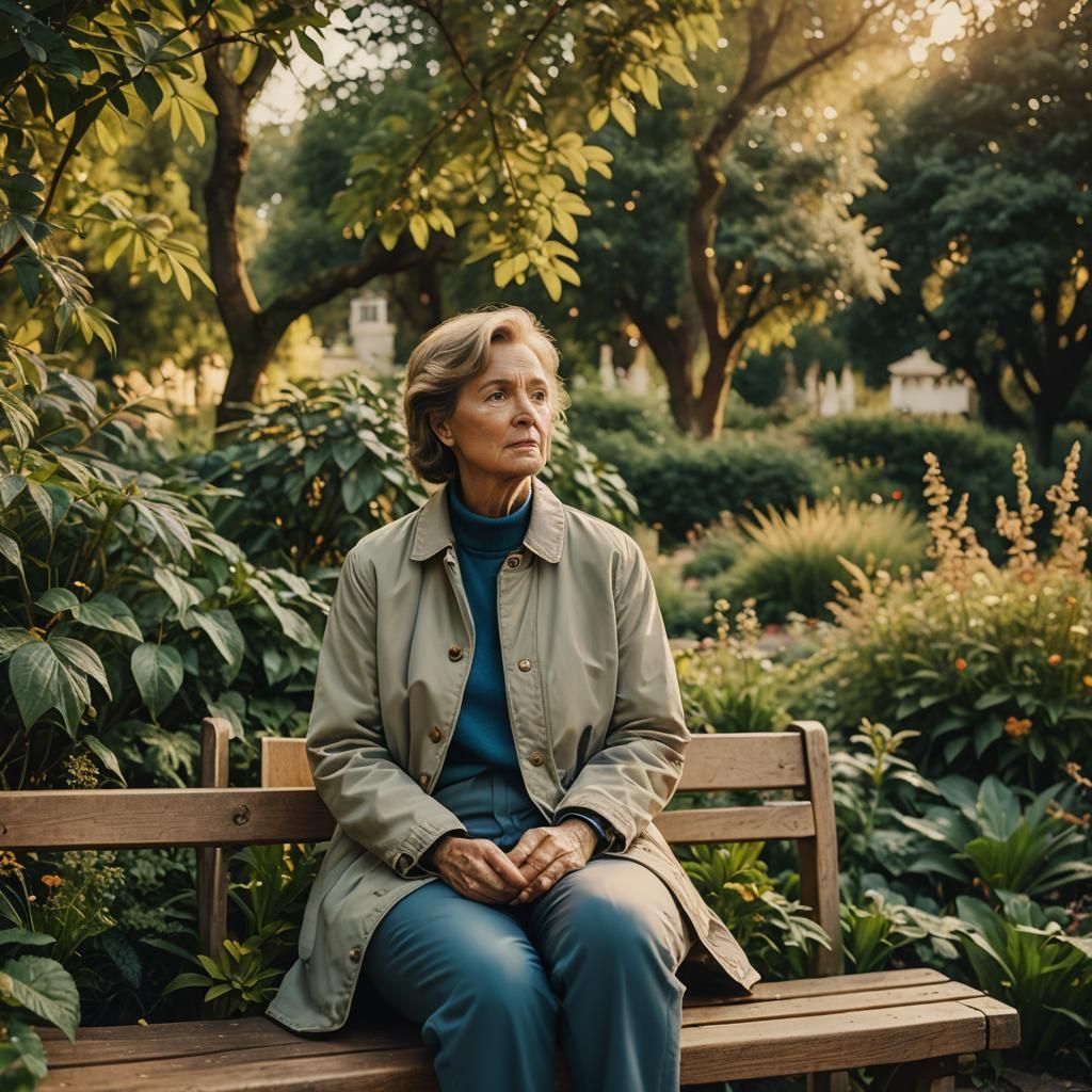 Woman in Garden: Cinematic Film Still
