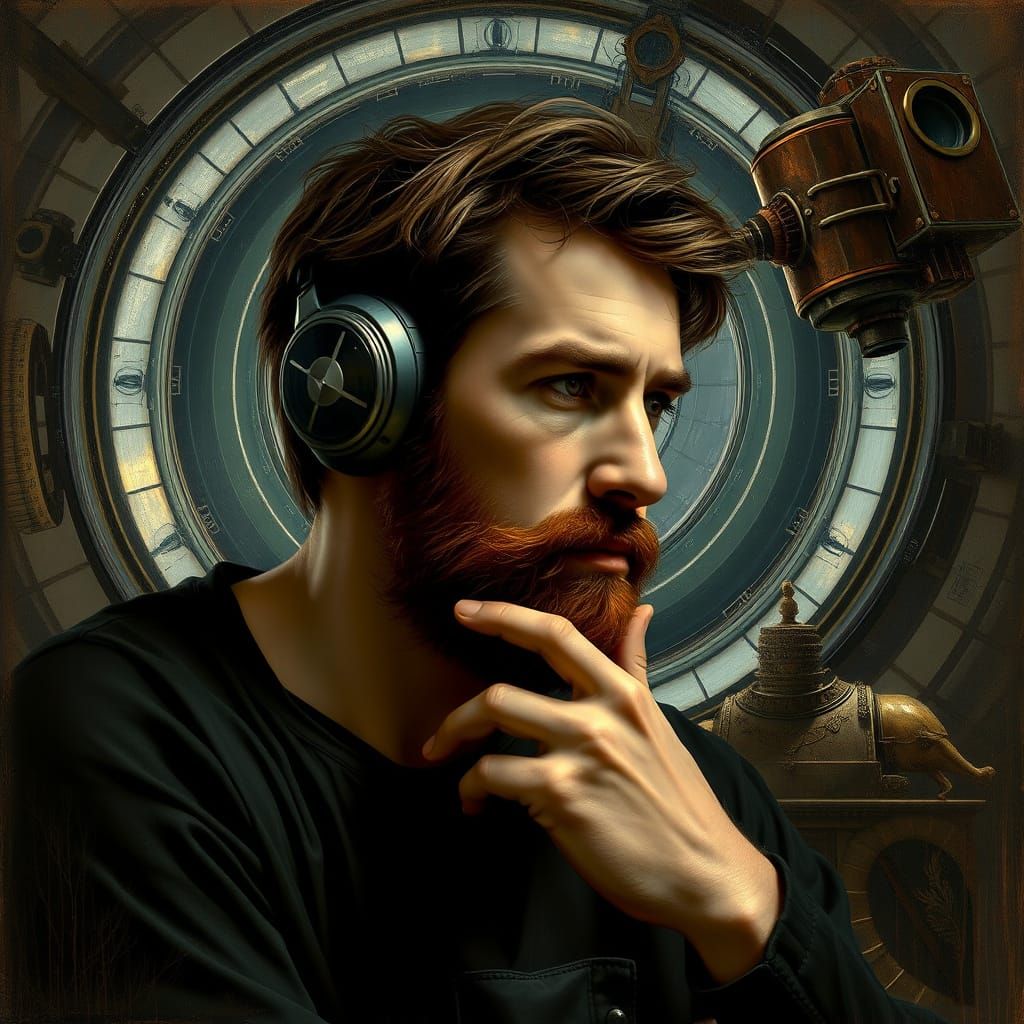 Man Contemplating AI: Renaissance and Baroque Style