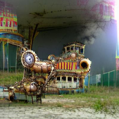 Steampunk Engine in Abandoned Carnival