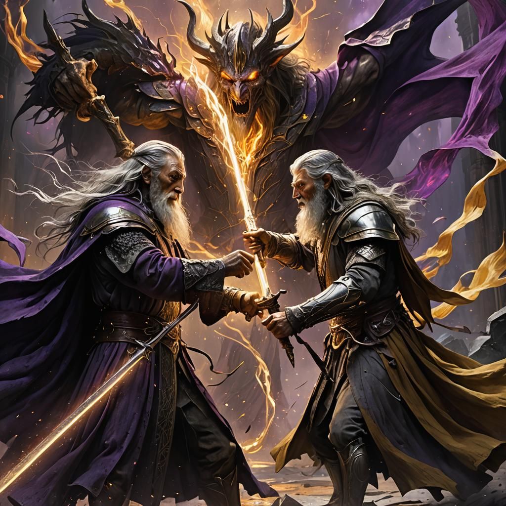 Sauron vs Gandalf: Epic Dark Fantasy Duel