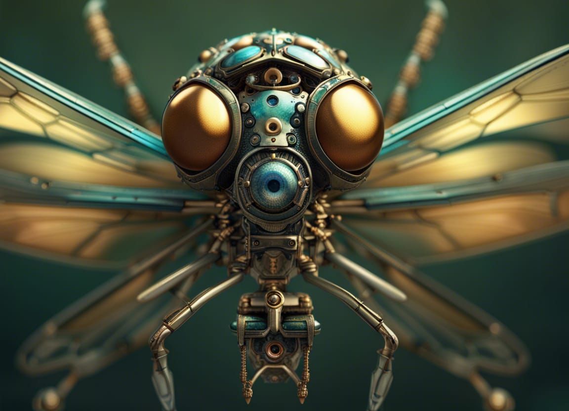 Photorealistic Mechanical Dragonfly in Ultra Detail