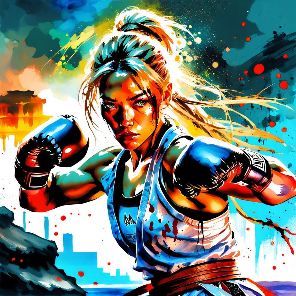 Female training Kickboxing