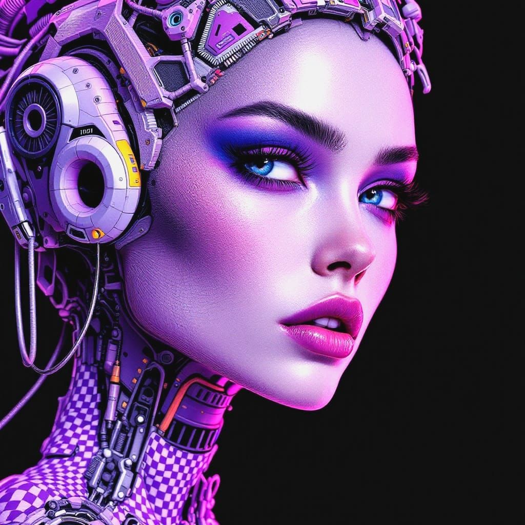 Purple Gingham Pattern Cyborg v2