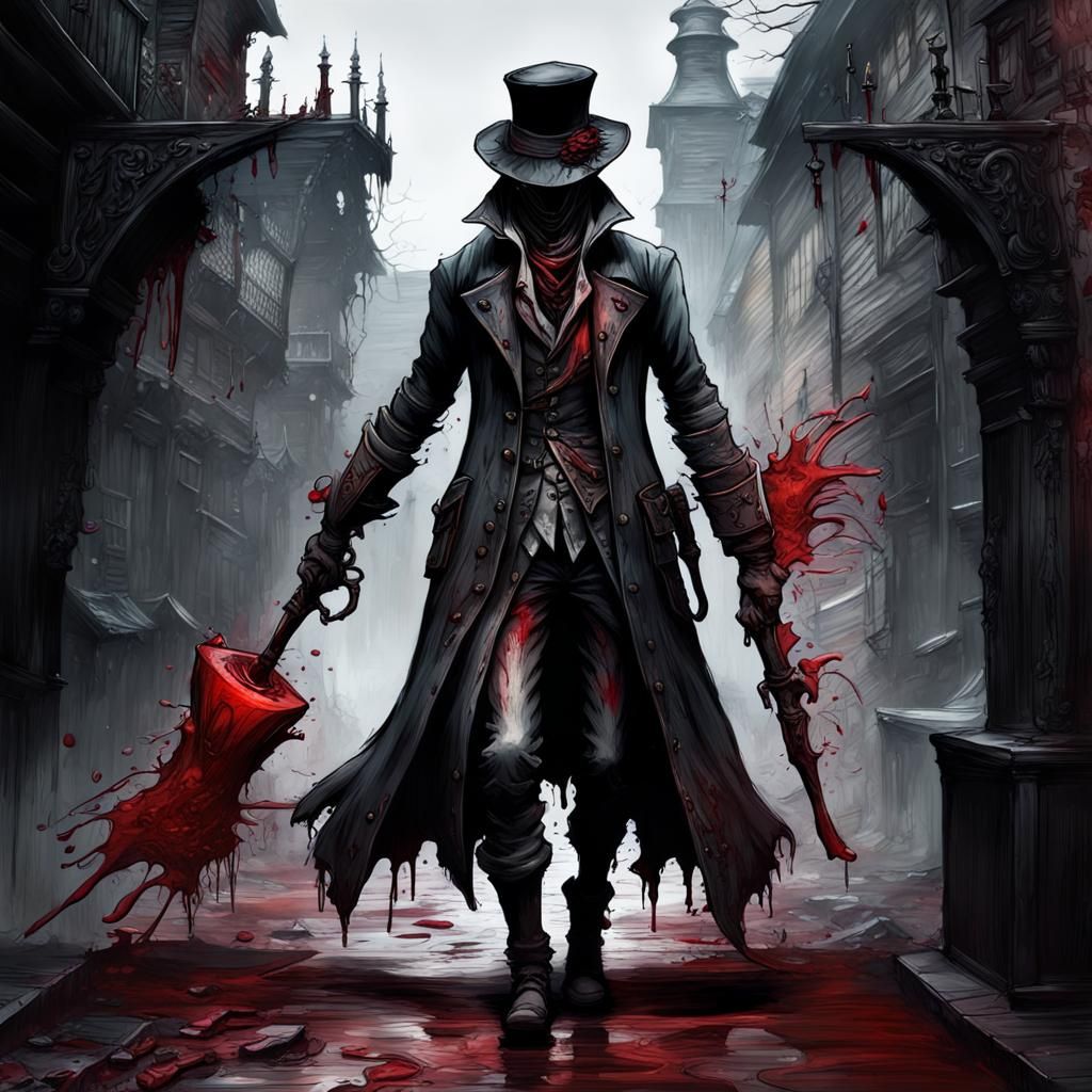 Bloody Hunter in Dark Graffiti Art Style