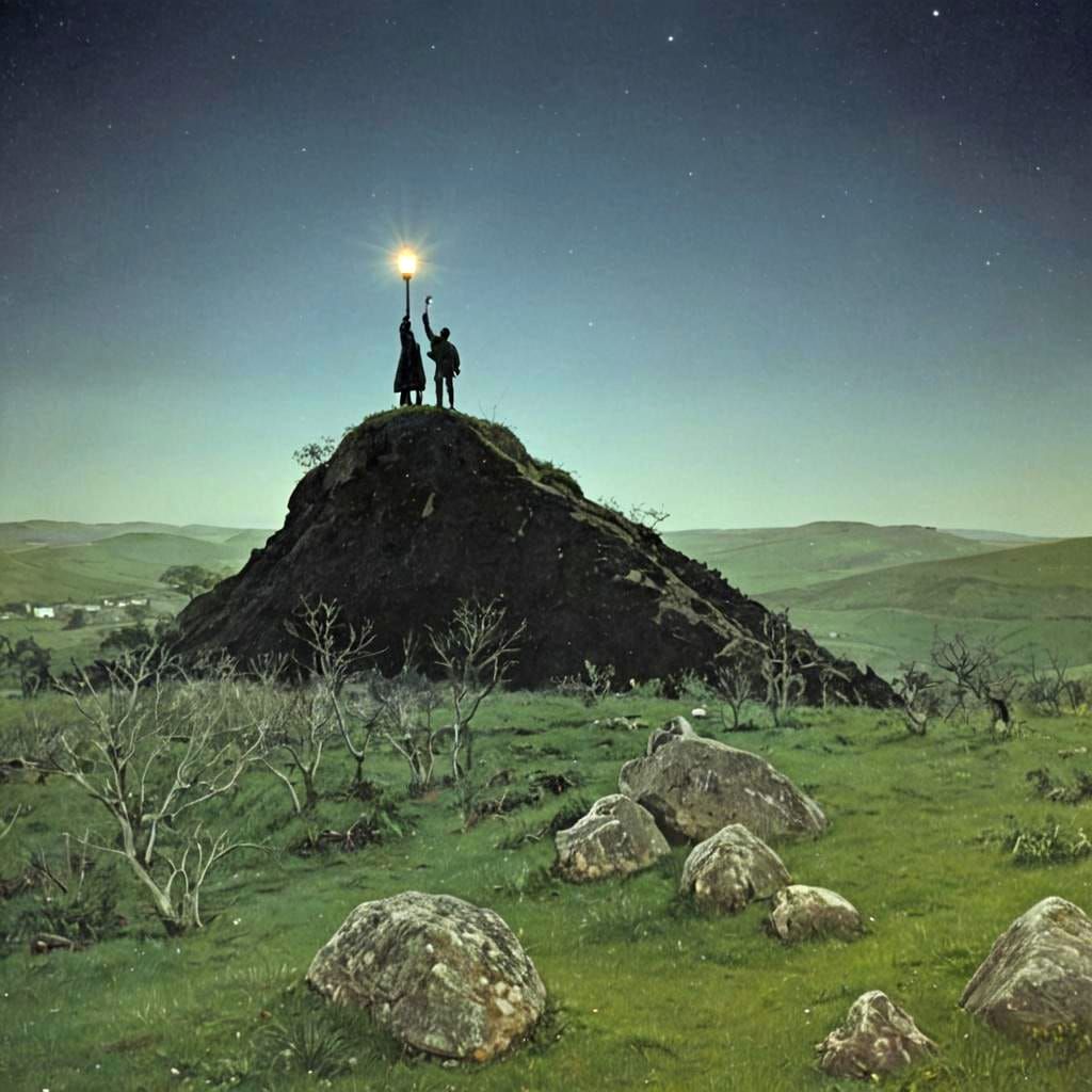 Figure Holding Light on a Mound