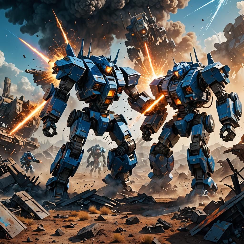 Mecha Battle on Alien Planet in Photorealistic 3D