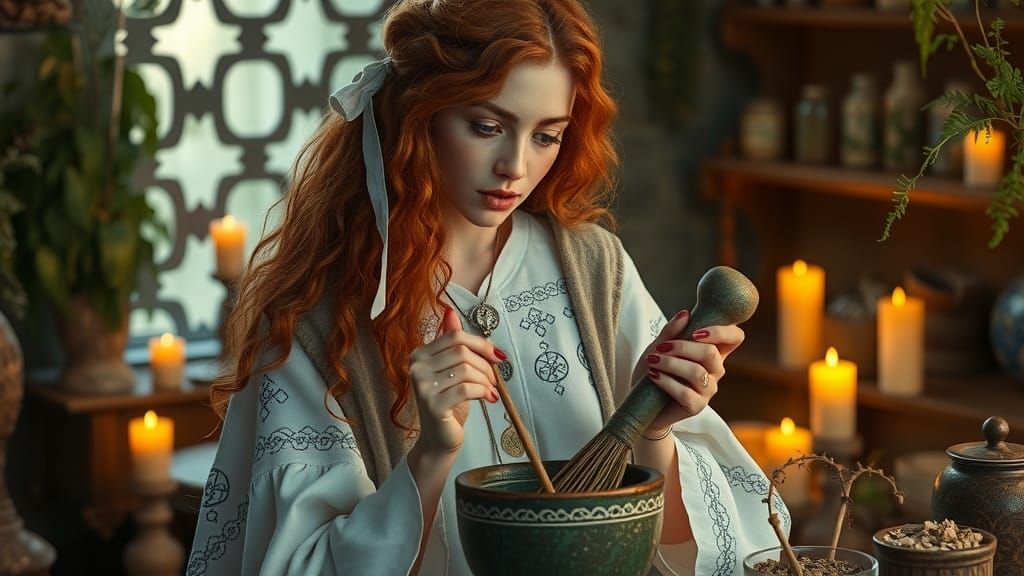 Celtic Woman in Mystical Apothecary