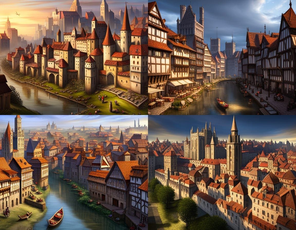 Majestic Medieval Cityscape Render