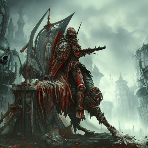 Rotting Zombie Knight on Skull Throne