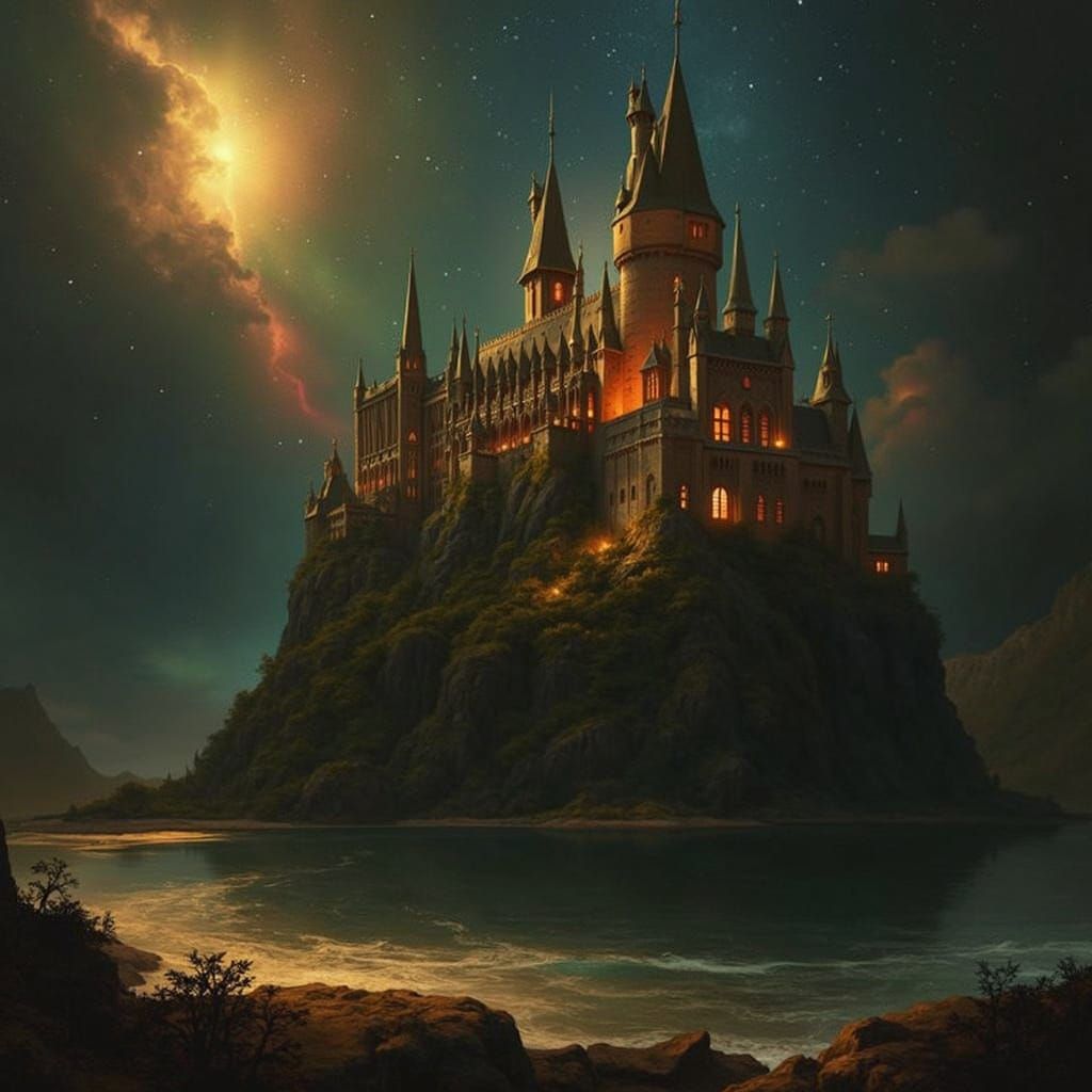 Hogwarts Castle at Night: A Cinematic Fantasy