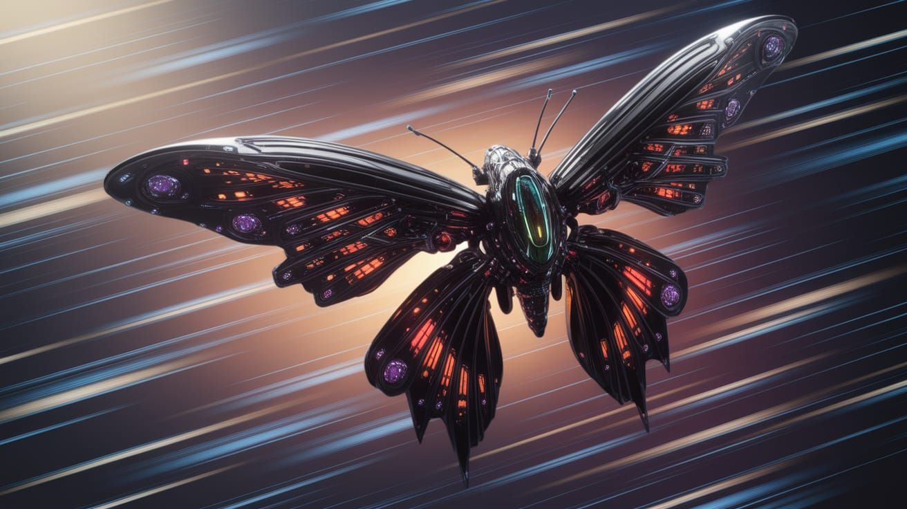Galactic Butterfly Spaceship in Cosmic Star Field