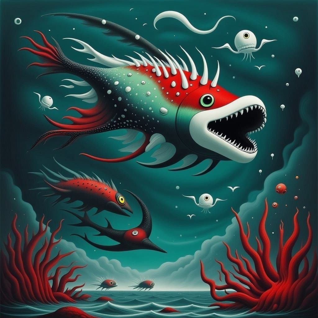 Winged Kraken Fish with Sharp Teeth