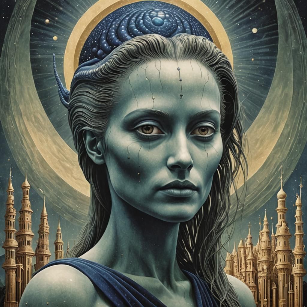 Beautiful Alien with Futuristic Sci-Fi Details