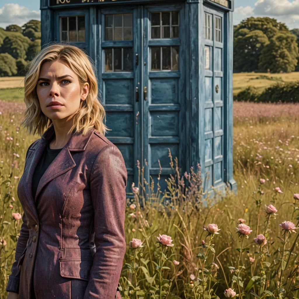 Rose Tyler in Field: Hyperrealistic Concept Art