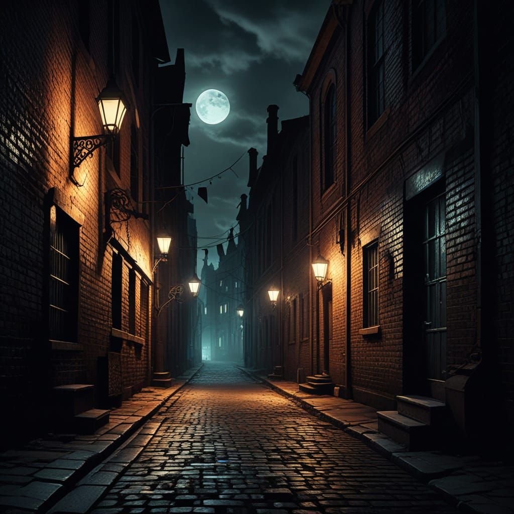 Mysterious Gothic Alleyway in Digital Art Style