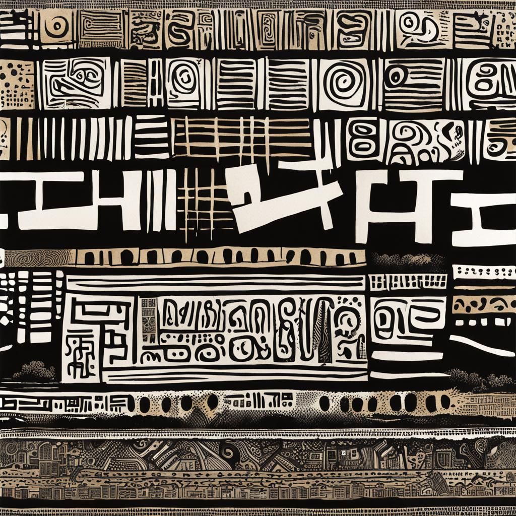 Whimsical Symbolic Africa in Asemic Typographic Style