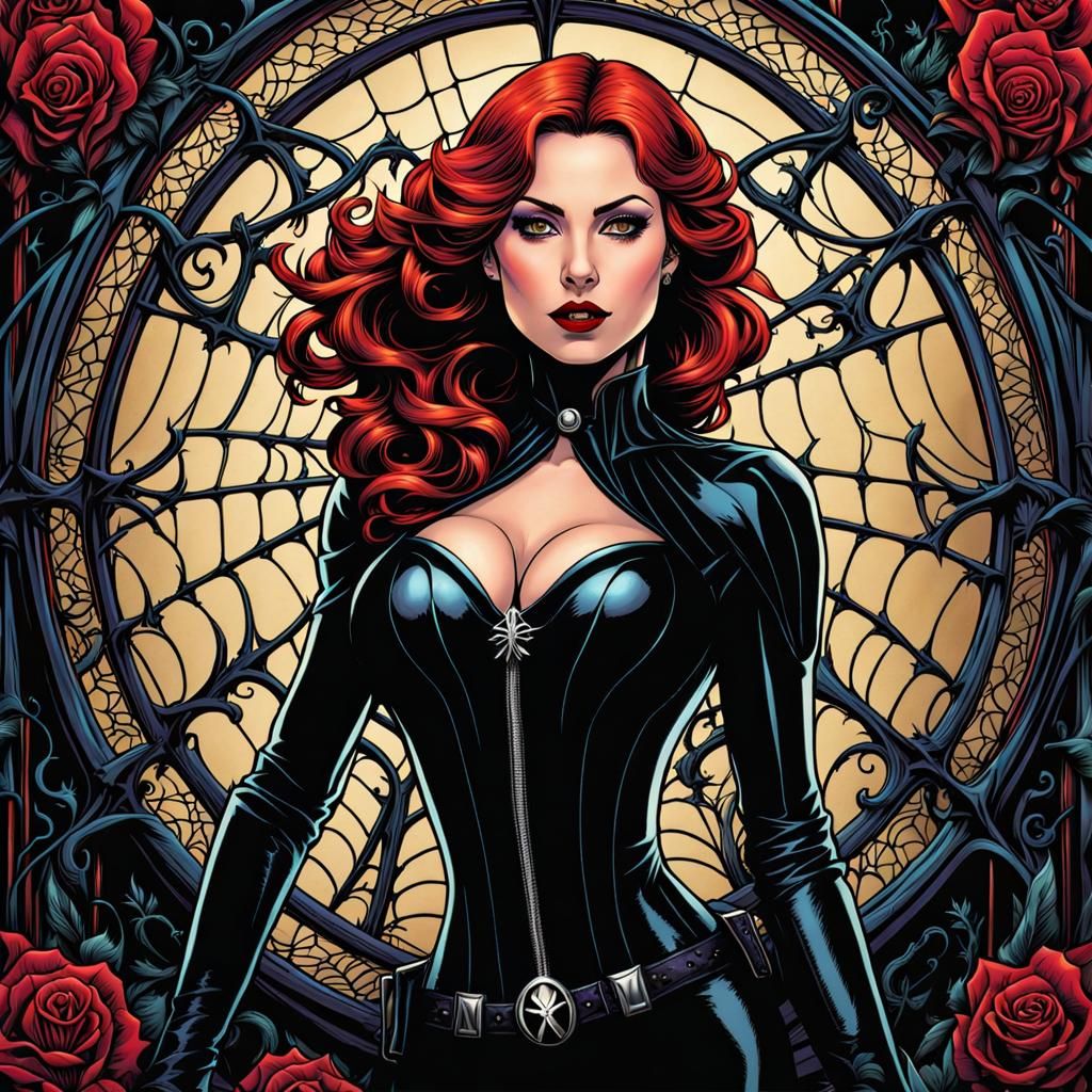 High Gothic Black Widow in Victorian Style