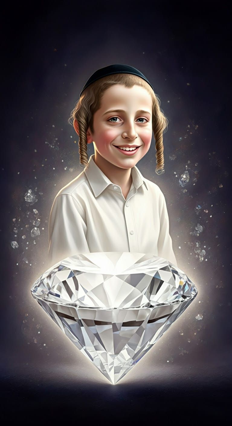 Radiant Hasidic Boy Emerge from Resplendent Diamond in Dream...