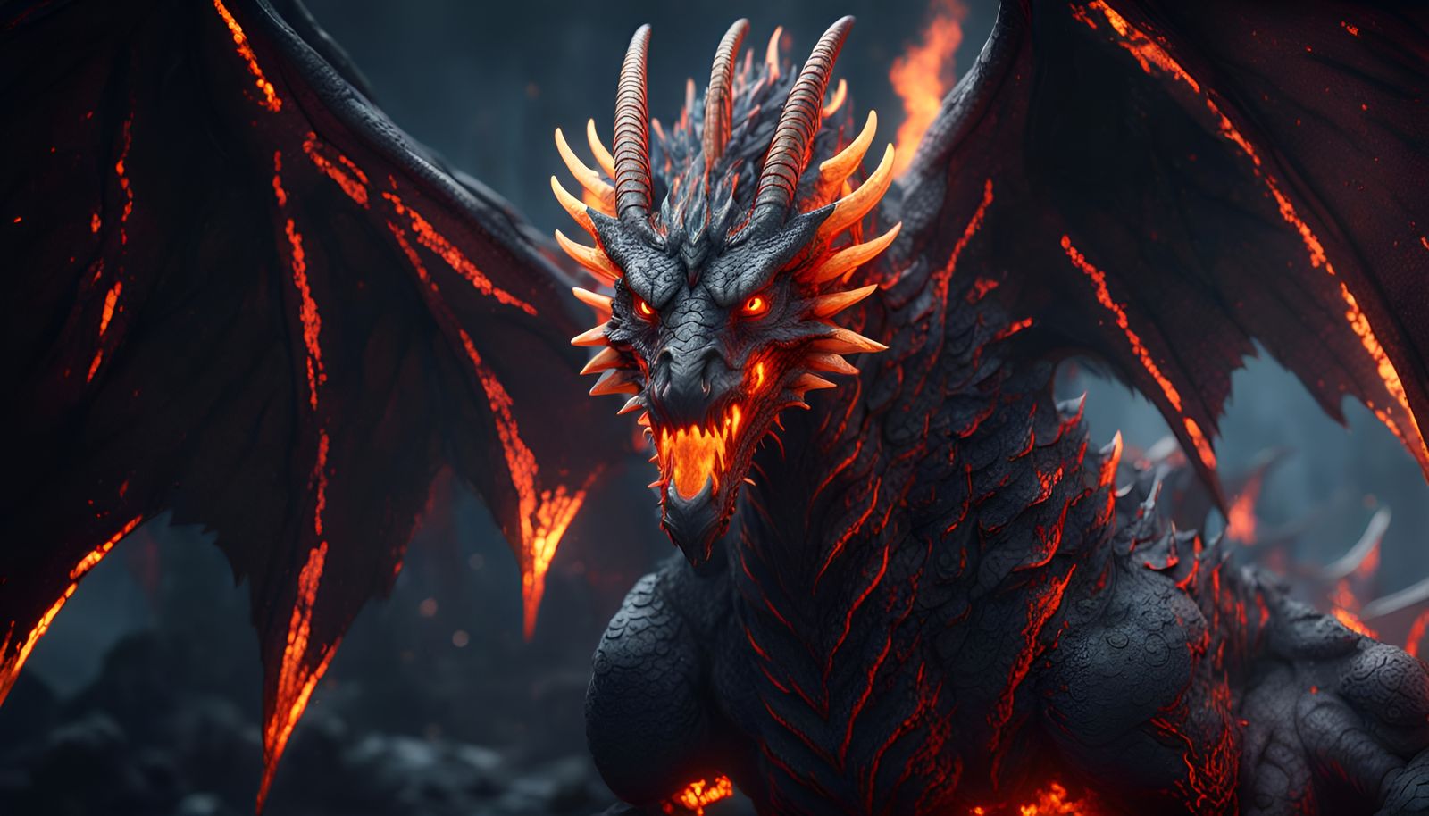 Majestic Lava Dragon with Massive Wings