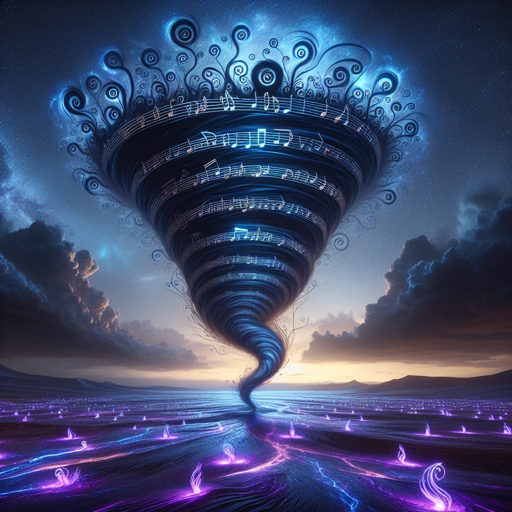 Musical Tornado in Bioluminescent Desert