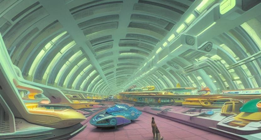 Vibrant Underground City with Futuristic Vehicles