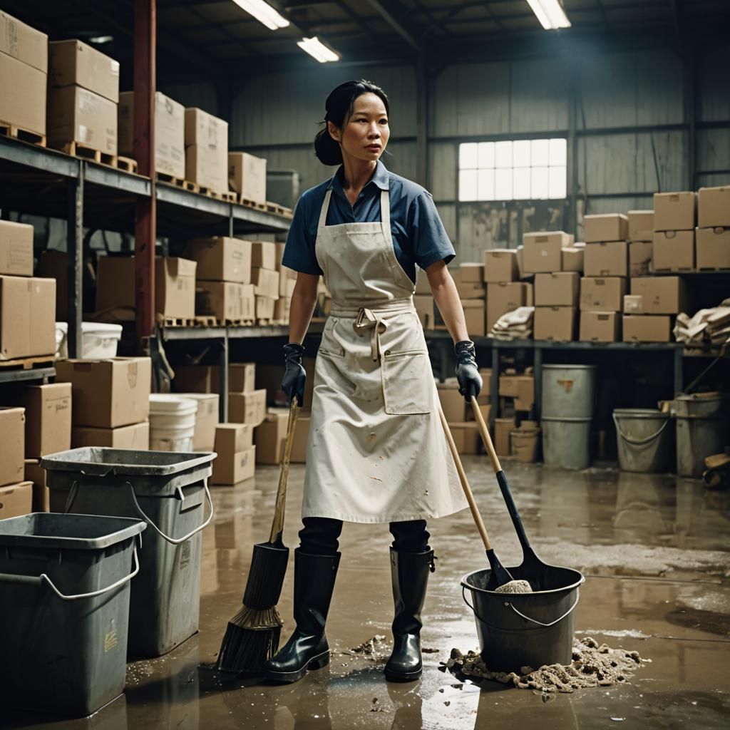 Lucy Liu as Weary Warehouse Cleaner