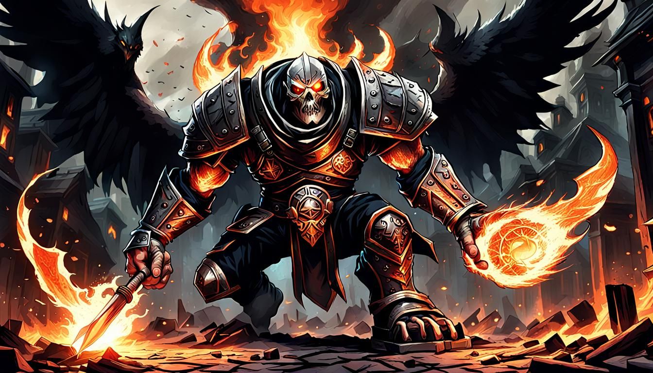 Assassin Wielding Pyromancy in a Fiery Battle