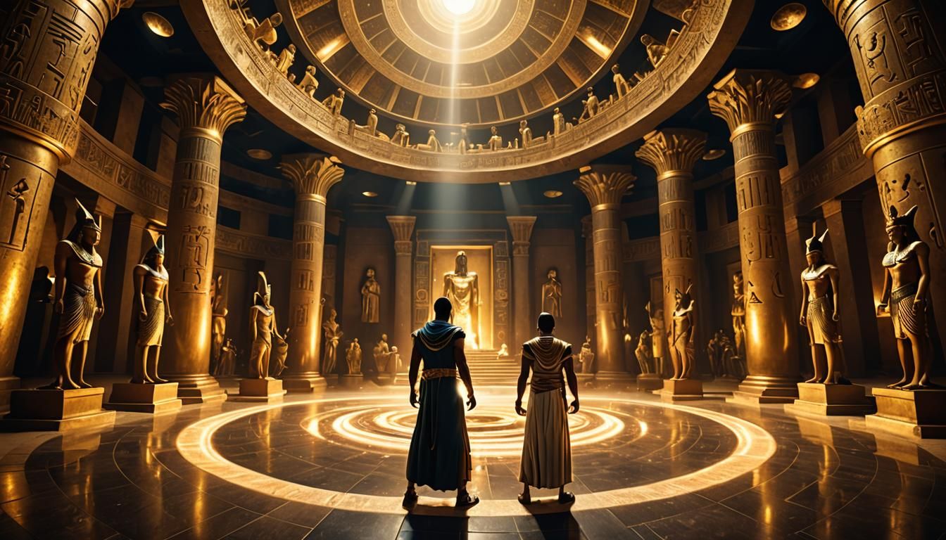 Ancient Mage Standing before Cosmic Vortex in Dark Fantasy S...