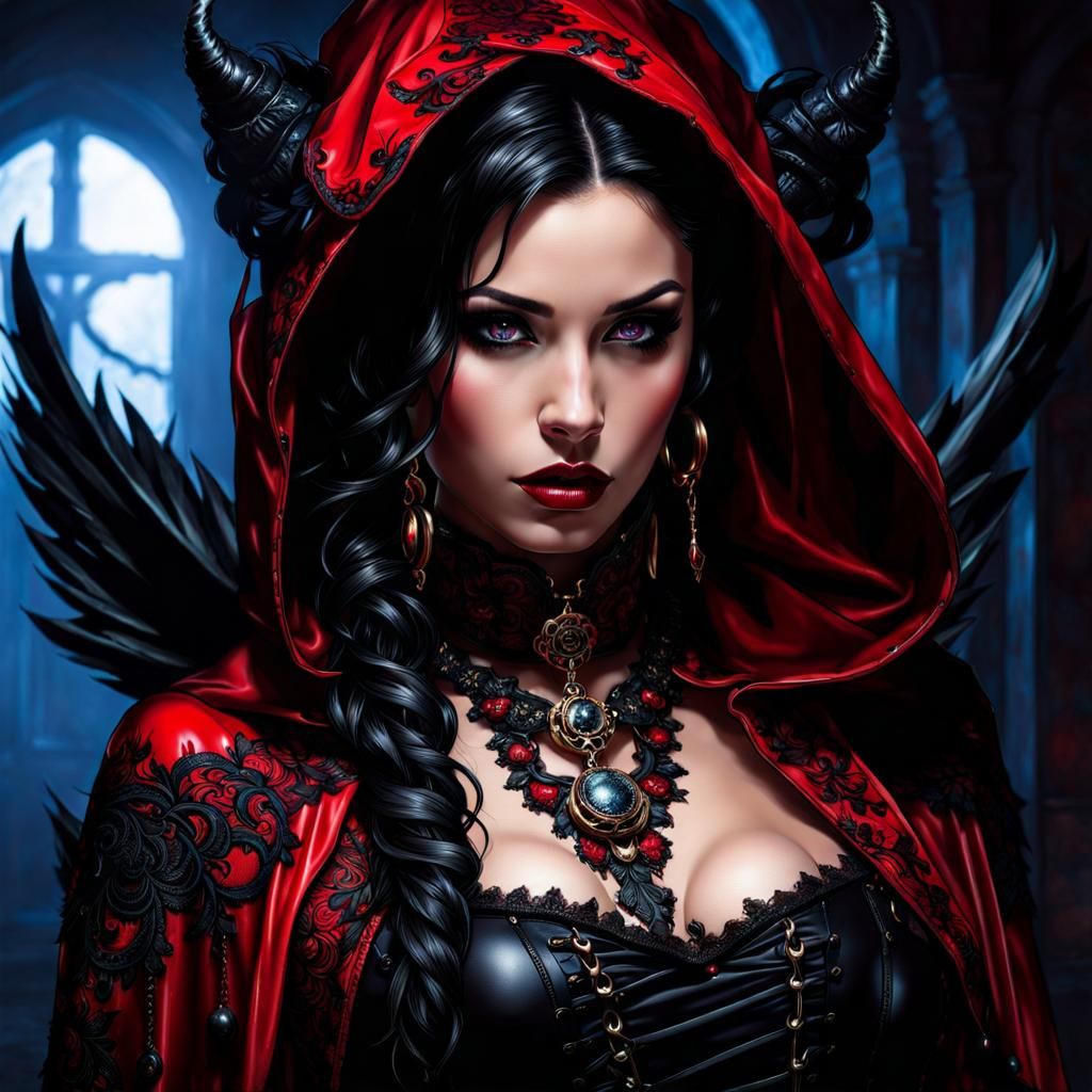 Gothic Belle Portrait with Beast, Splash Art