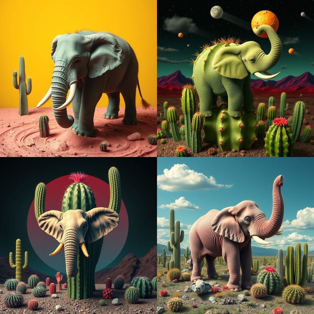Surreal Trippy Cactus Elephant Illusion