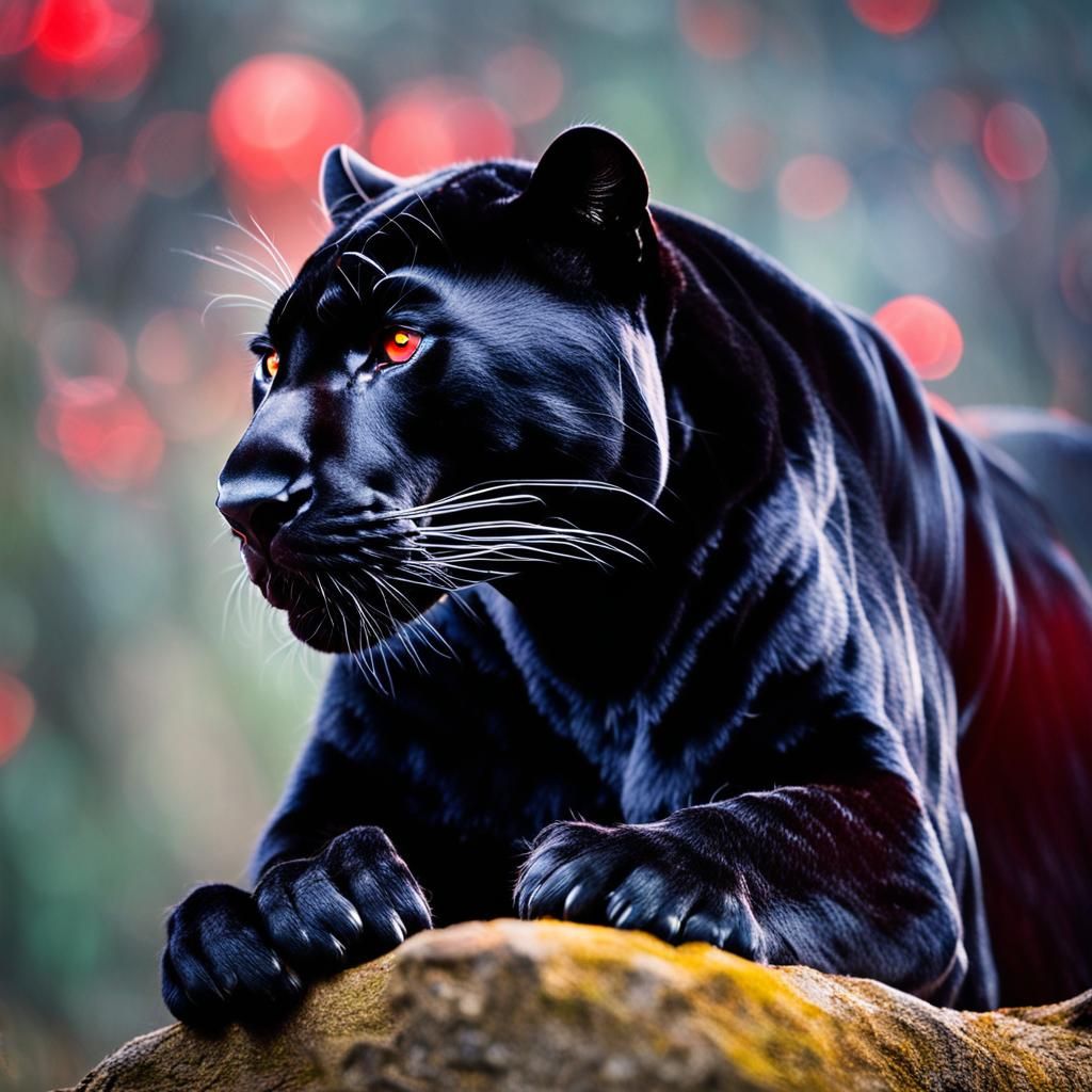 Black Panther with Red Streaks: Professional Photography