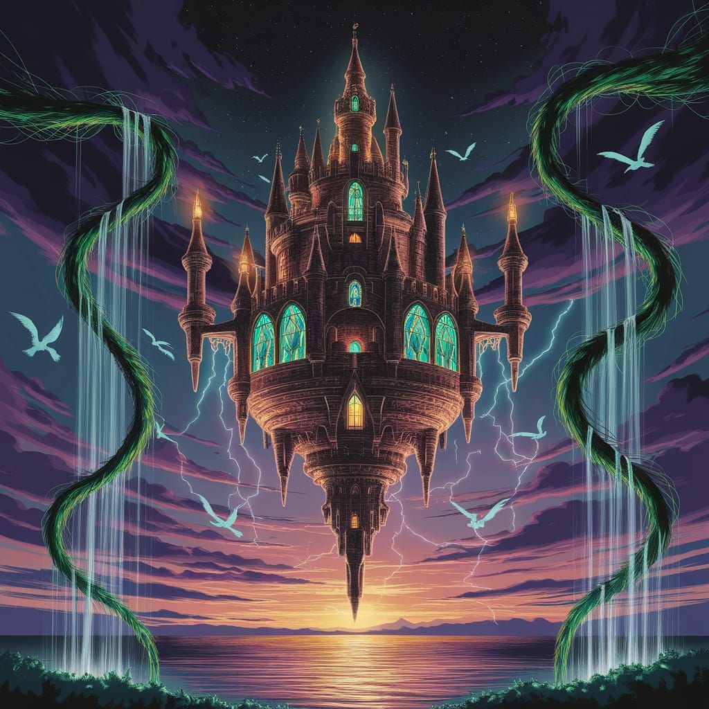 Upside-Down Castle in the Sky: Digital Painting