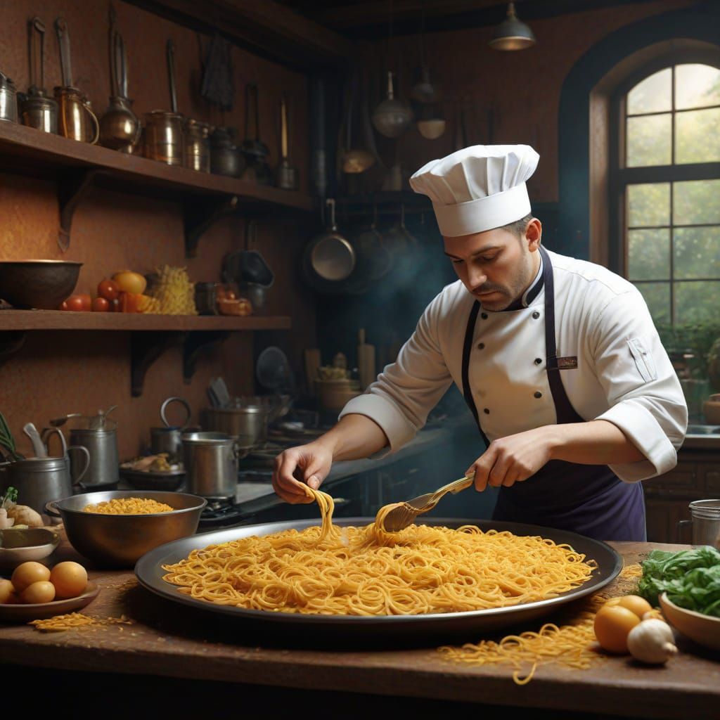 Enchanted Kitchen: Chef Prepares Fantasy Pasta Dish
