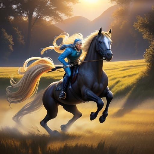 Hyperactive Horse Performing Agile Tricks in Sunlit Pasture